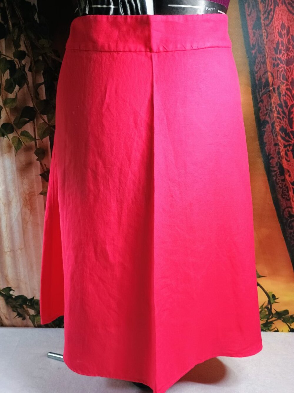 EUC LOFT Size 16 Hot Pink Linen Viscose Blend A Line Midi Skirt Summer
